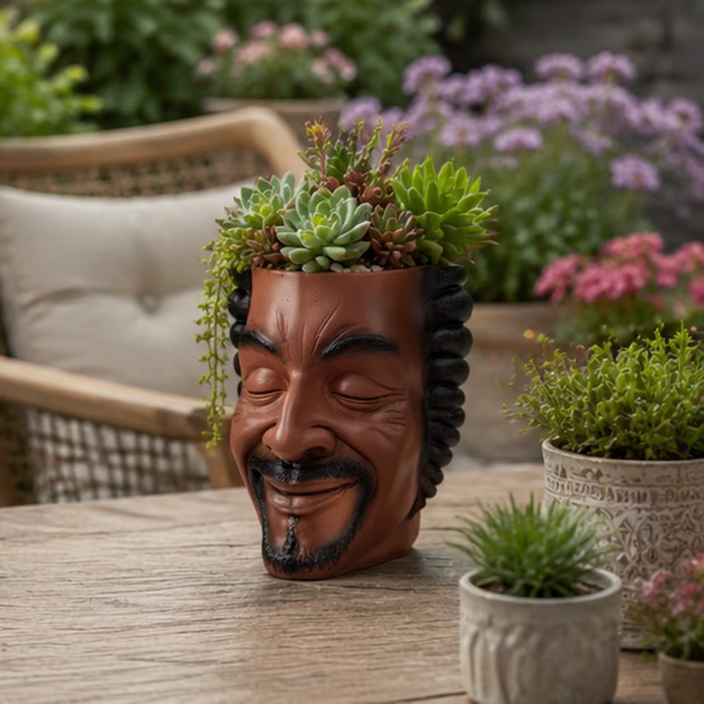 Pot de fleurs esthétique en résine en forme de visage humain