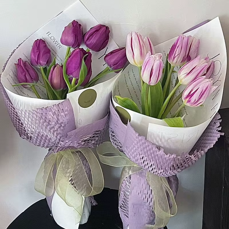 1 rouleau de papier d'emballage de fleurs en nid d'abeille