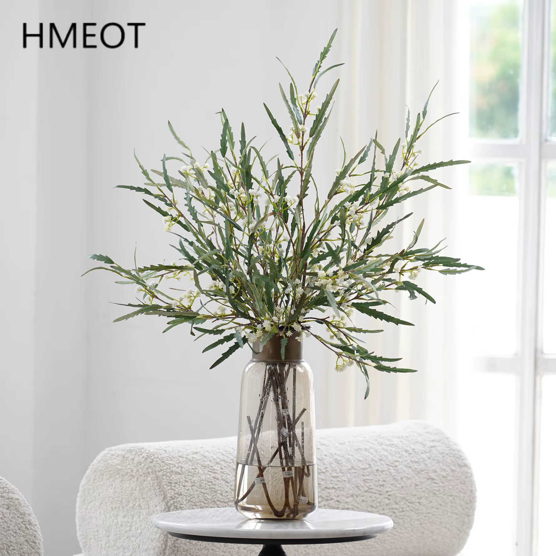 H1998 Branche de fleur artificielle verte de 75 cm pour arrangement floral de mariage
