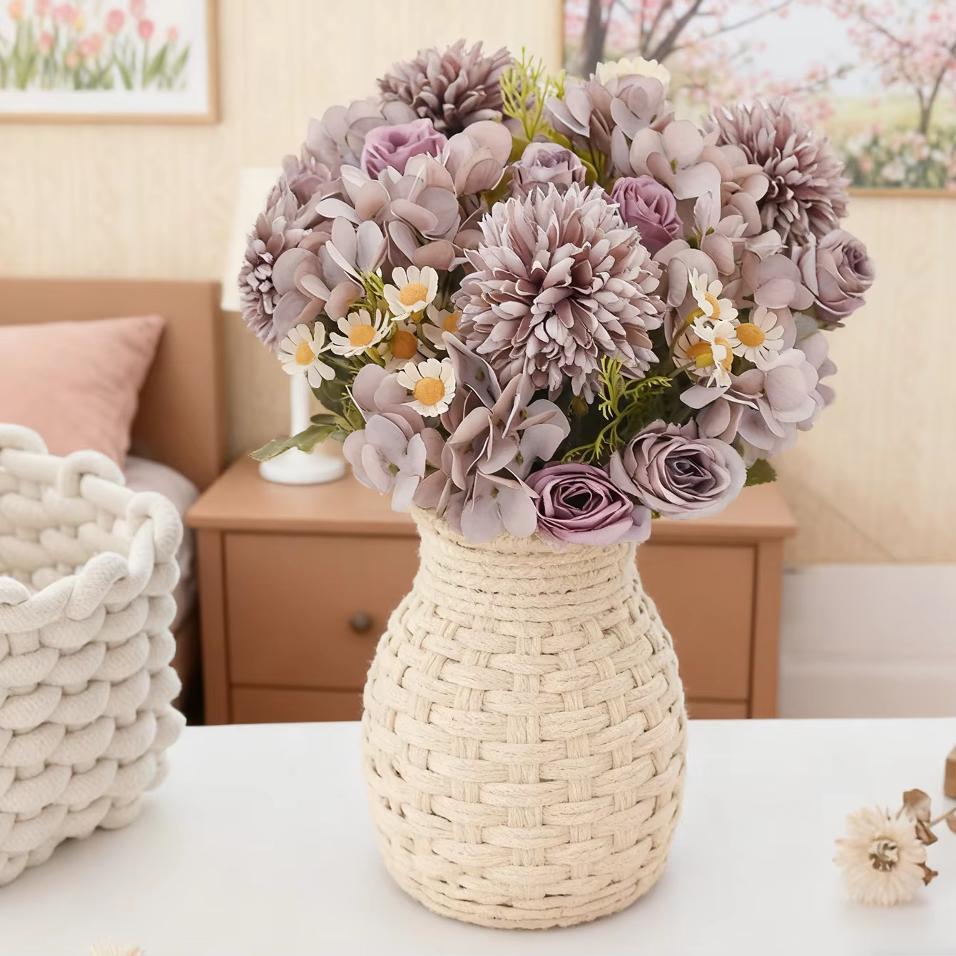 Fleurs Artificielles Camomille – Combinaison pour Décoration de Table Maison