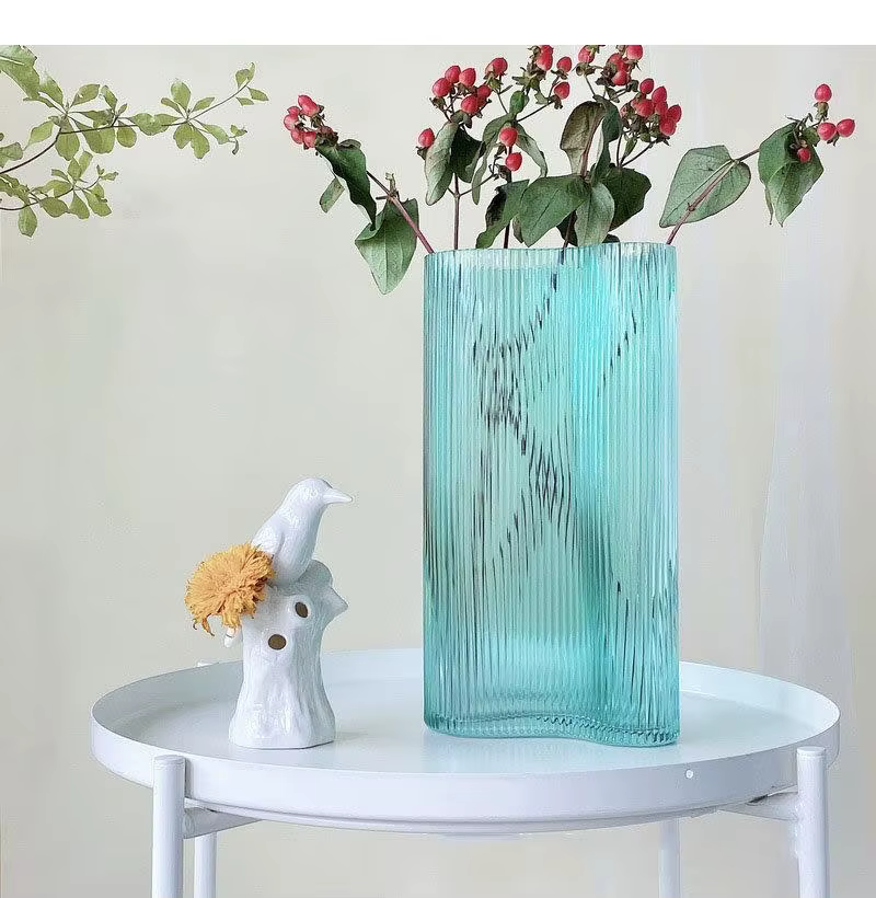 Vase en verre à Grain Vertical de grand diamètre