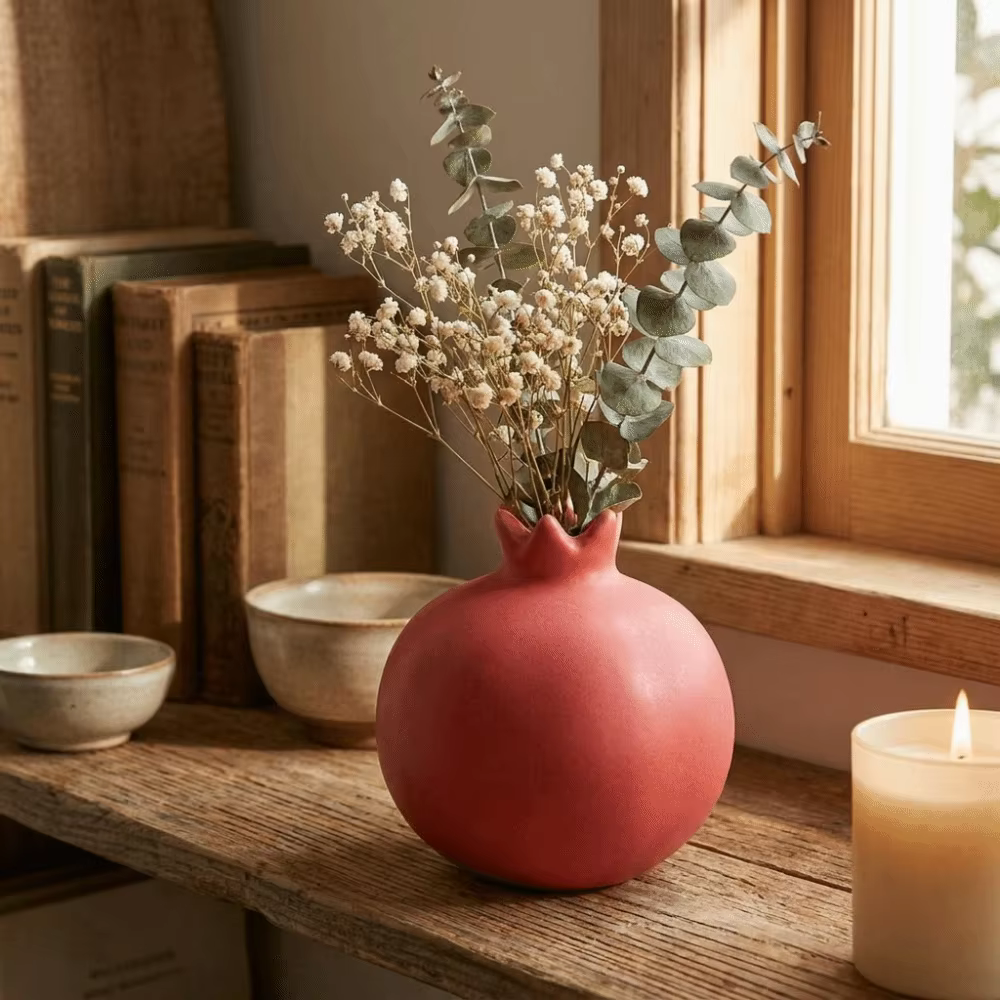 Vase en céramique artisanal en forme de grenade