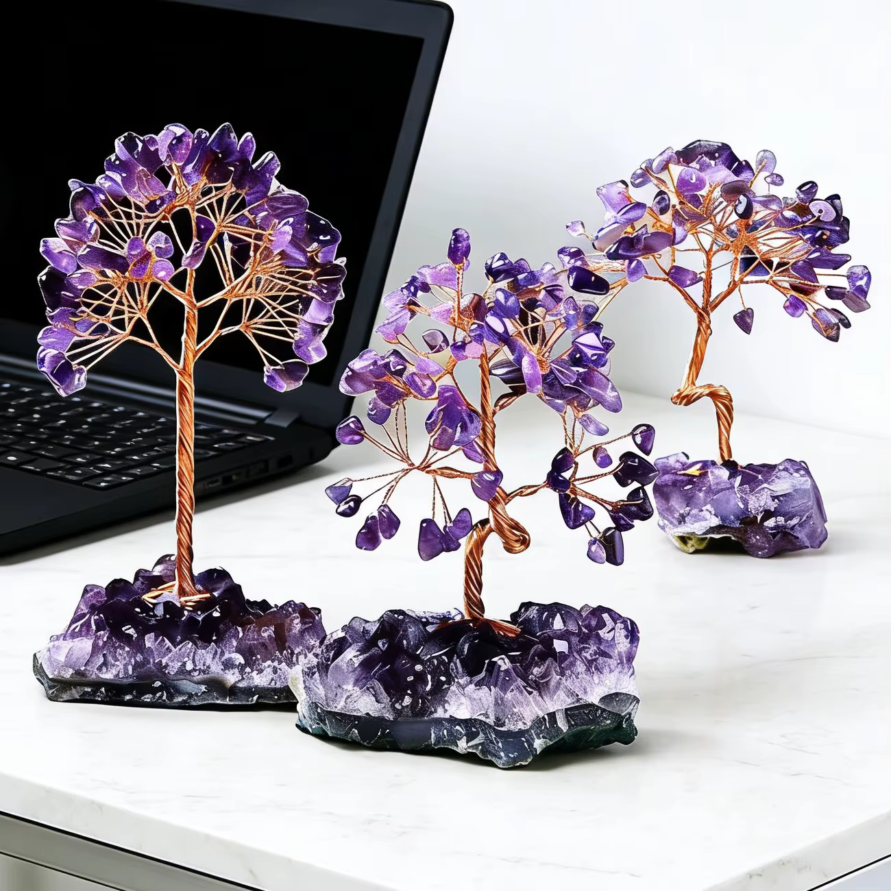Arbre à Argent en Améthyste Naturelle