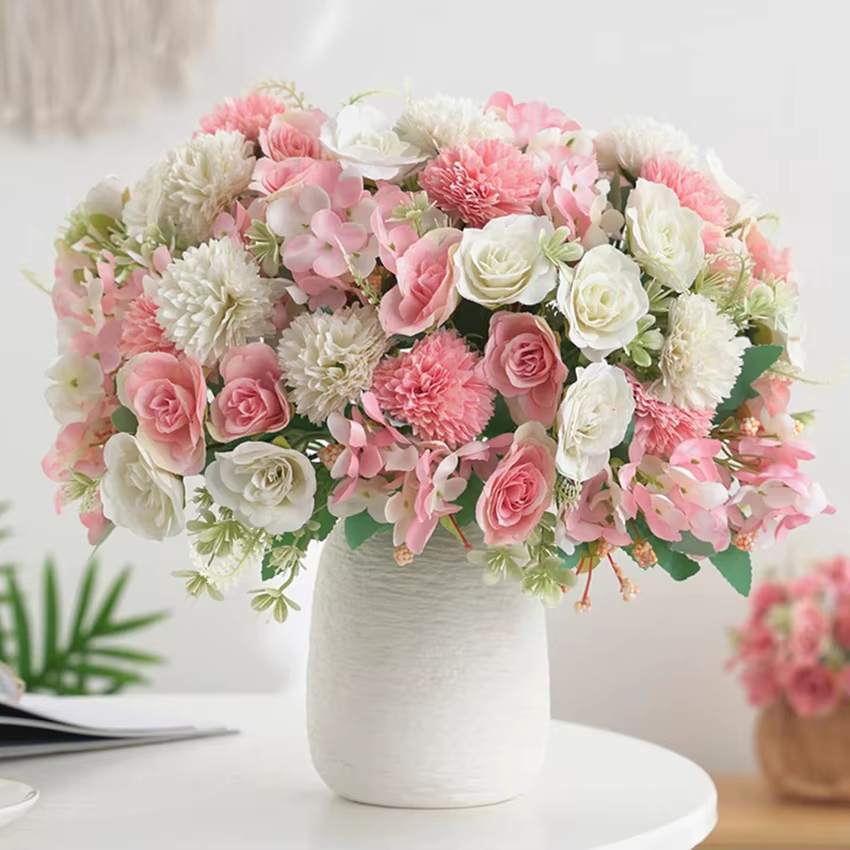 Fleurs artificielles 30CM Soie Roses Couronne De Mariage Brial Bouquet Vase HomeRoom Décor Festival Guirlande Scrapbooking FakeHydrangea