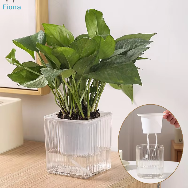 ⛟ Pot auto-arrosant carré avec panier intérieur