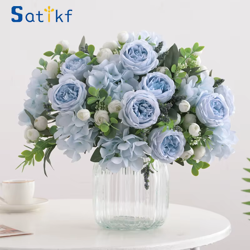 Bouquets en soie bleue