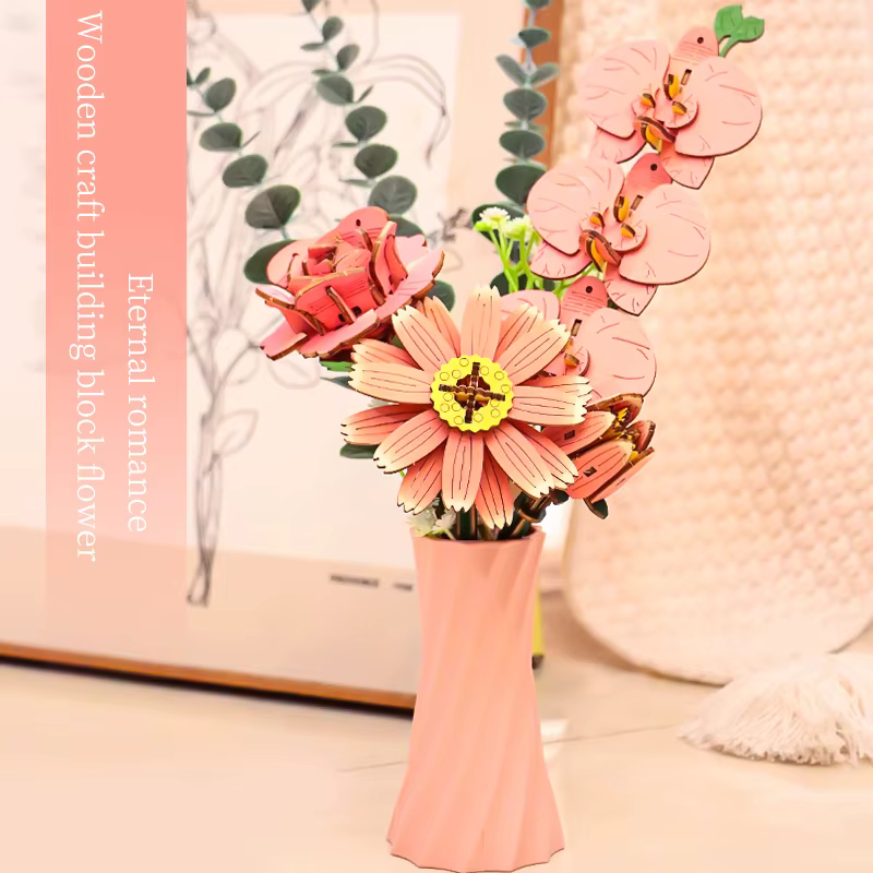 Bouquets de papillons et de roses en bois