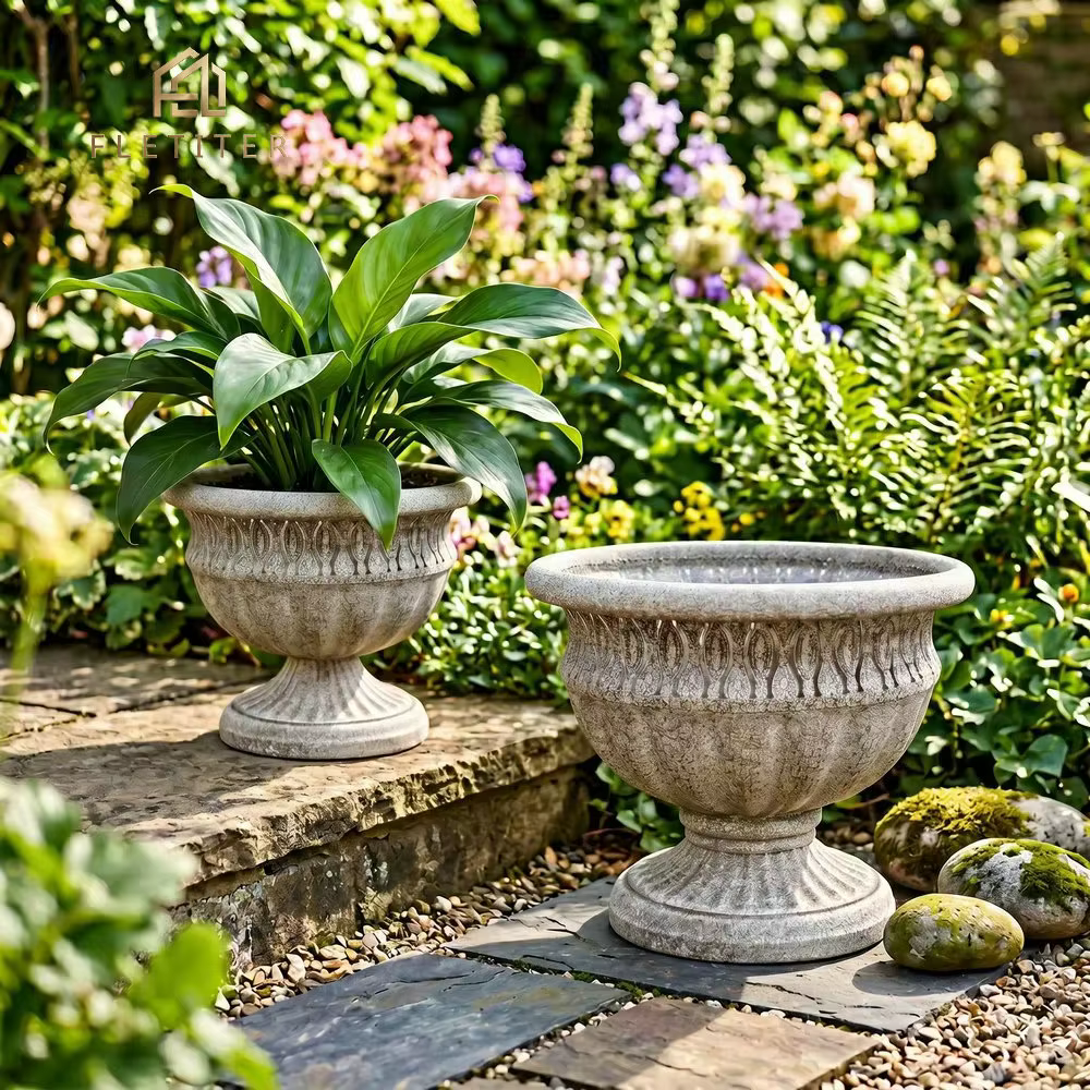 Pot de fleurs vintage rustique à large ouverture