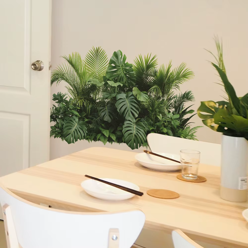 Autocollants muraux de feuilles de palmier tropicales et de monstera