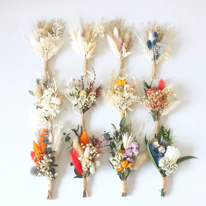 Mini Bouquet de Fleurs Sèches Naturelles Boutonnières