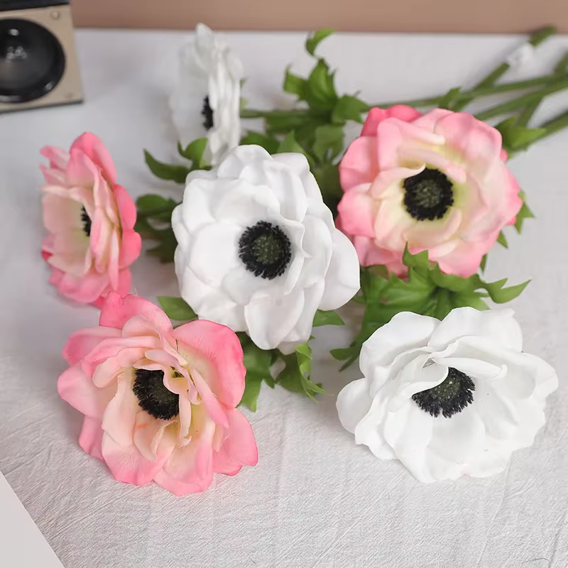Anémones artificielles roses de mariage