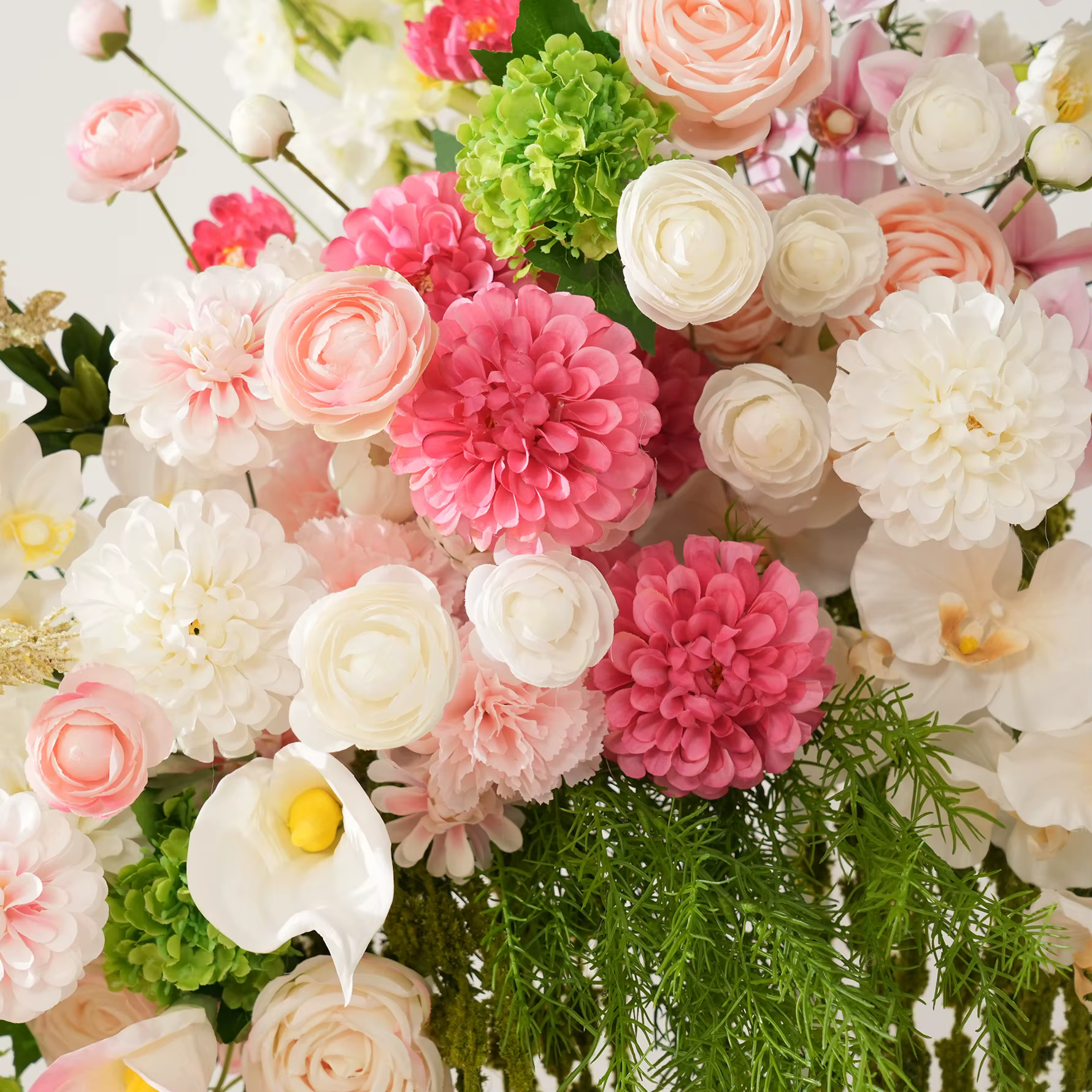 HMEOT Fleur artificielle H9150 Dahlia rose et verte