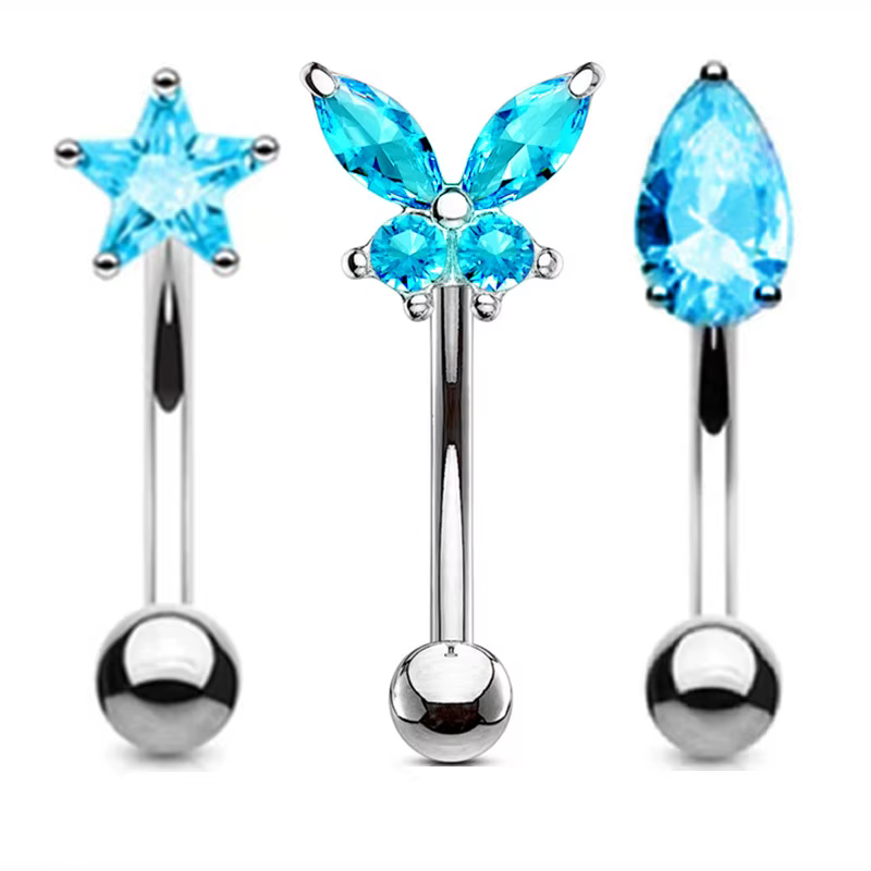 3 pièces fleur sourcil haltère Piercing ensemble Zircon incurvé haltères Piercing Pack coeur oreille Rook boucle d'oreille goujon barres sourcil anneau Lot