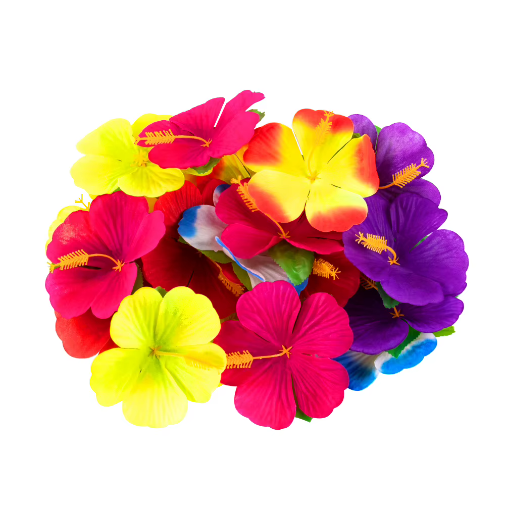 12/24 pièces fleurs d'hibiscus décorations de fête hawaïenne
