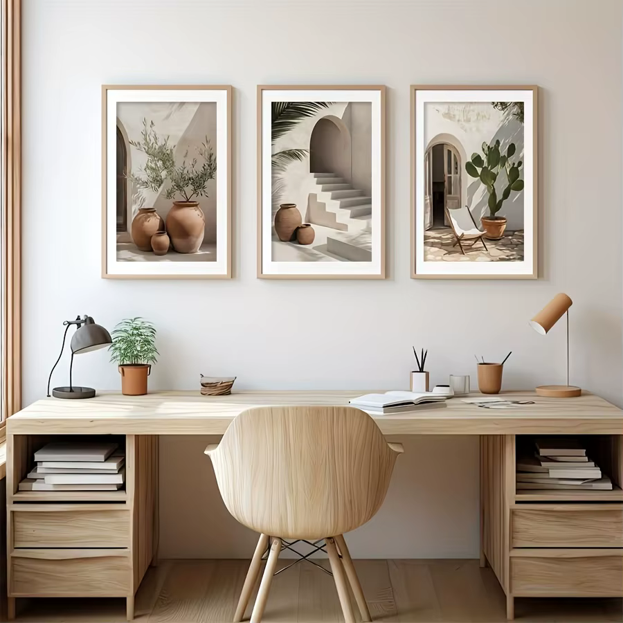 3 pièces méditerranéen bohème plantes en pot imprime affiche moderne photographie Art
