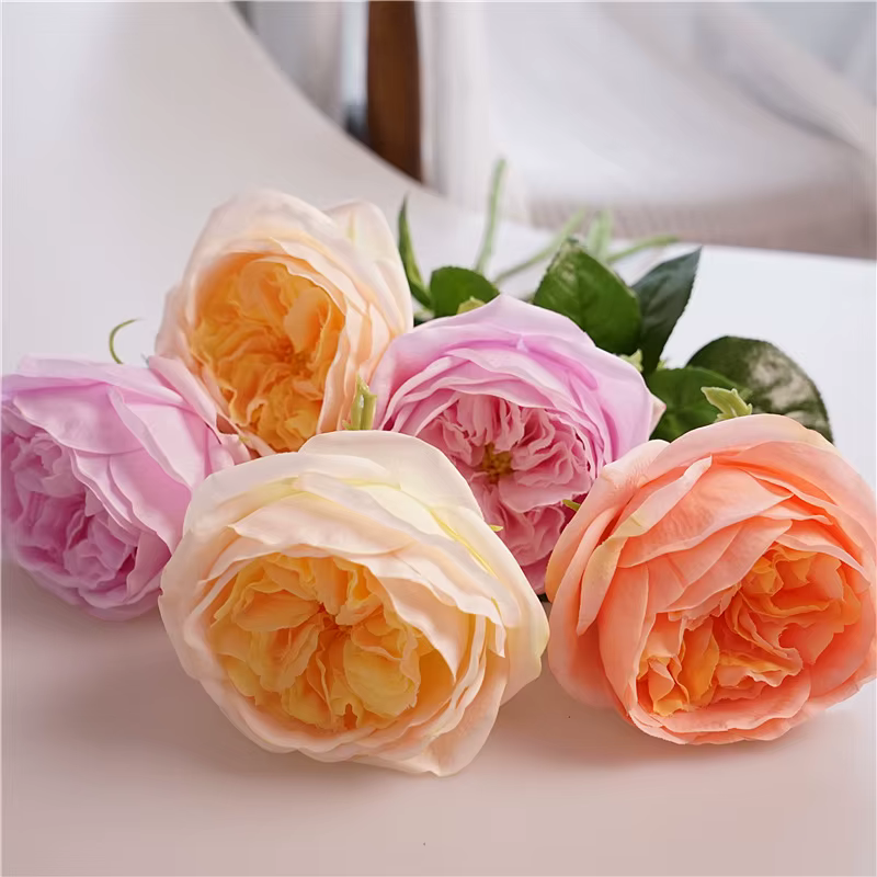 Simulation de fleurs de rose au toucher réel