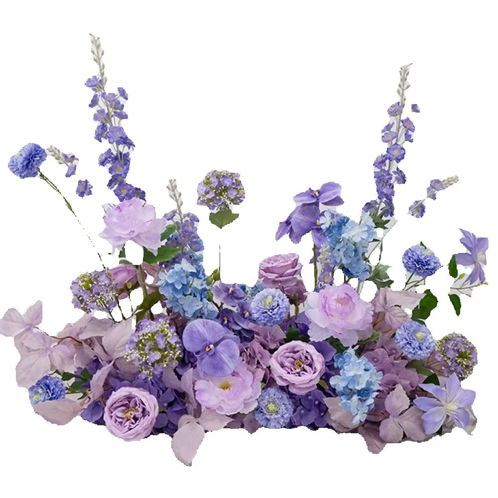 Arrangement de fleurs artificielles violettes luxueux
