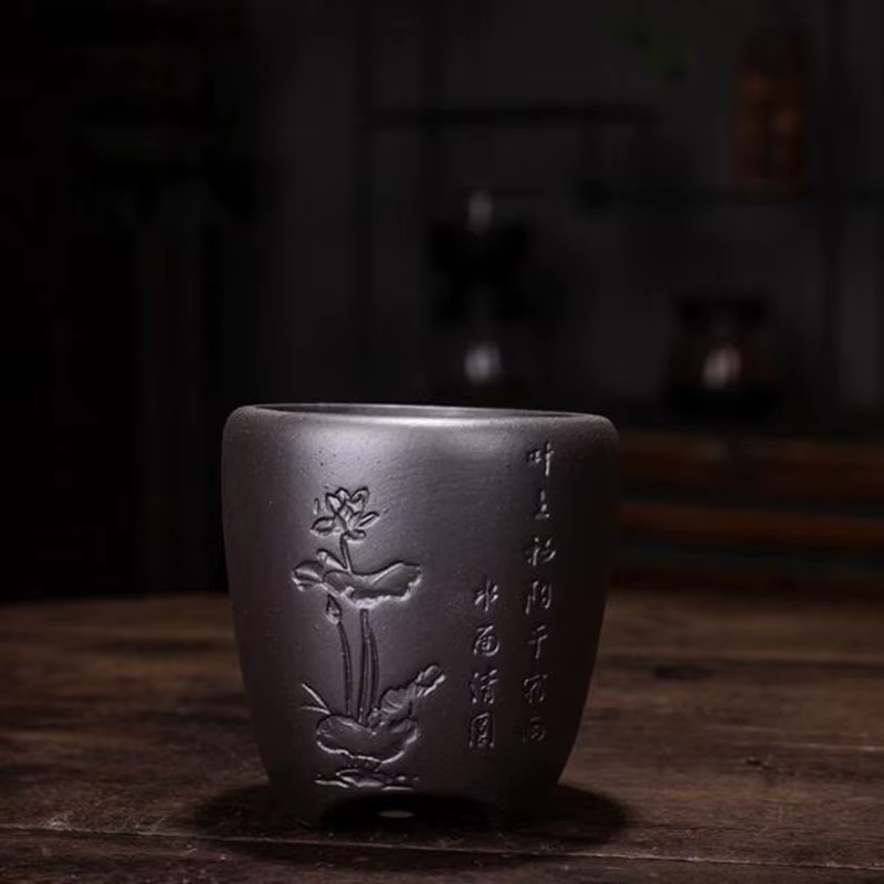 Pot de fleurs à motif Floral orchidée prune en argile violette