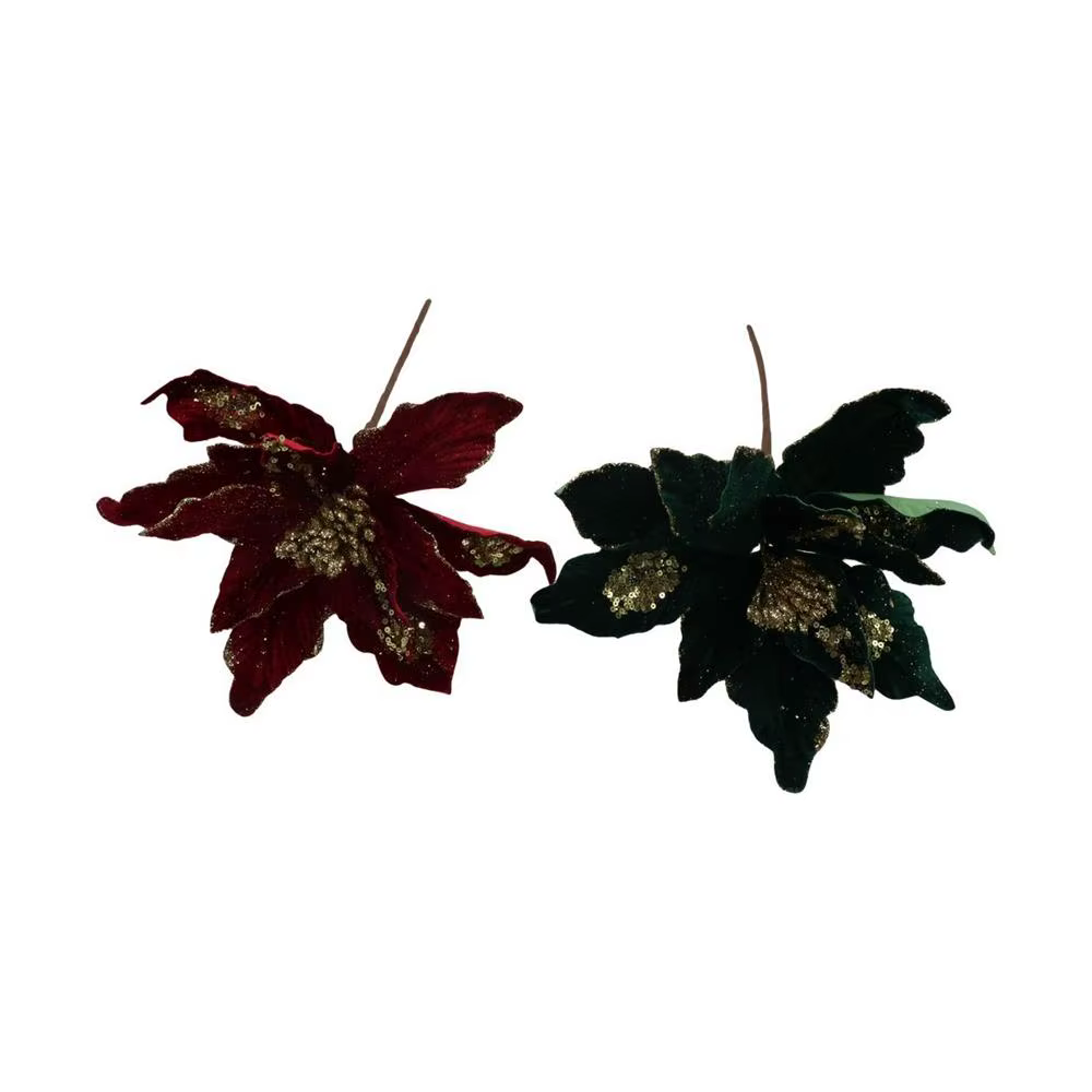 Fleur de noël à paillettes suspendues