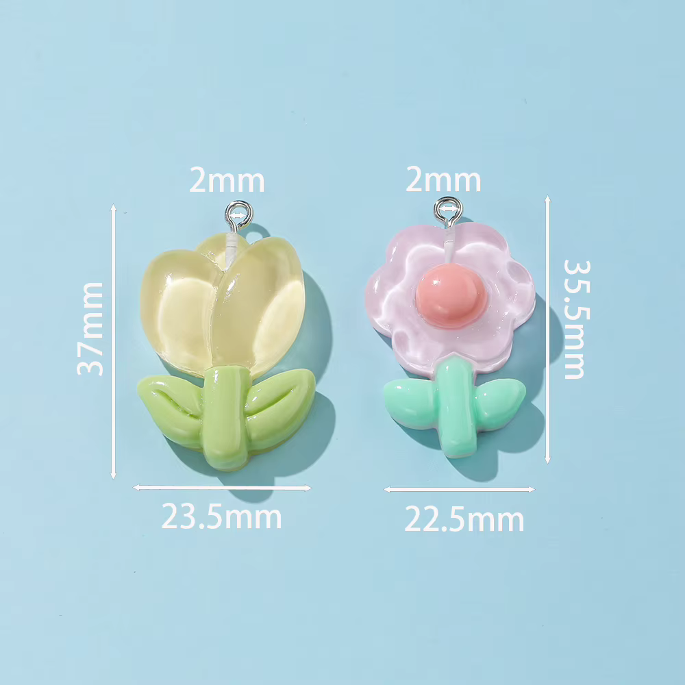 Pendentif tulipe tournesol en résine