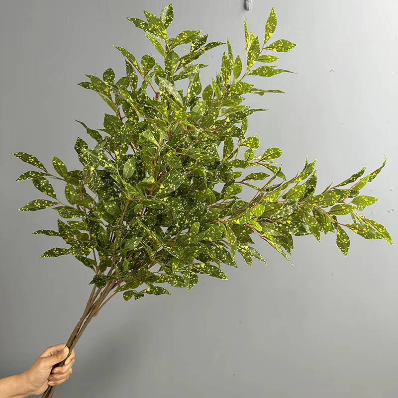 5 pièces de plantes artificielles vertes en bois et plastique