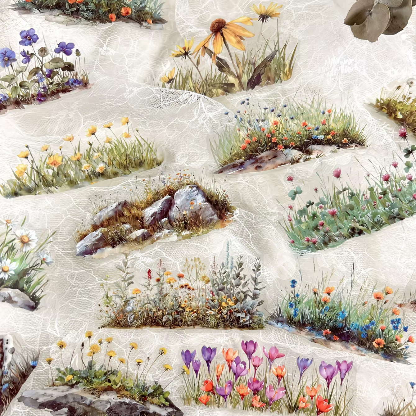 Autocollants de grappes de plantes et de fleurs