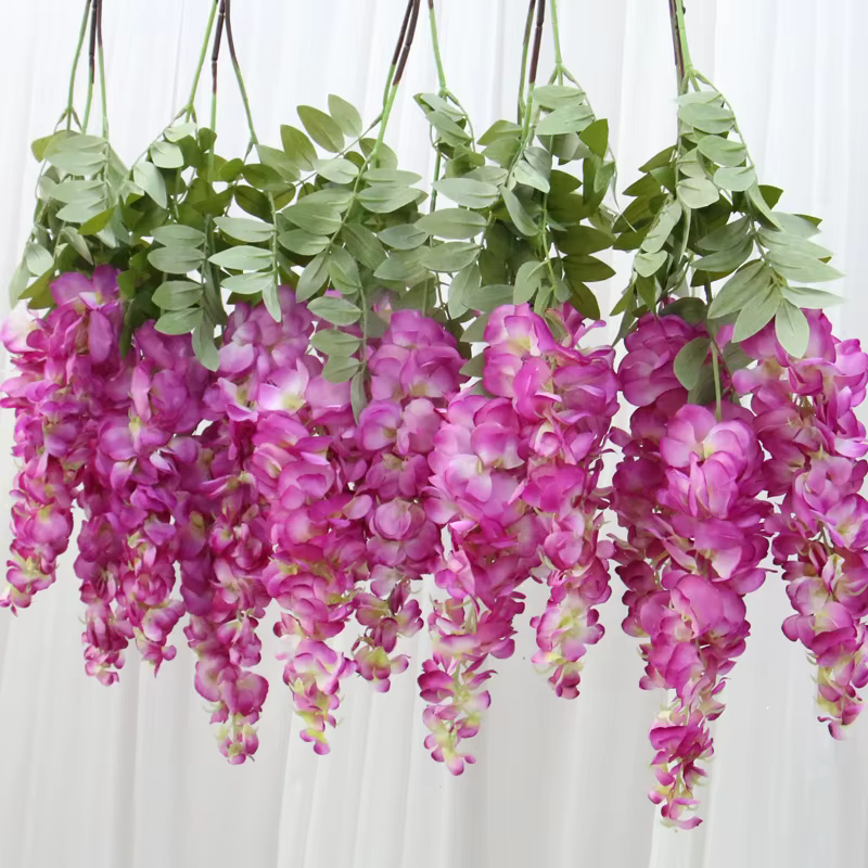 Guirlande de fleurs artificielles de glycine pour décoration murale