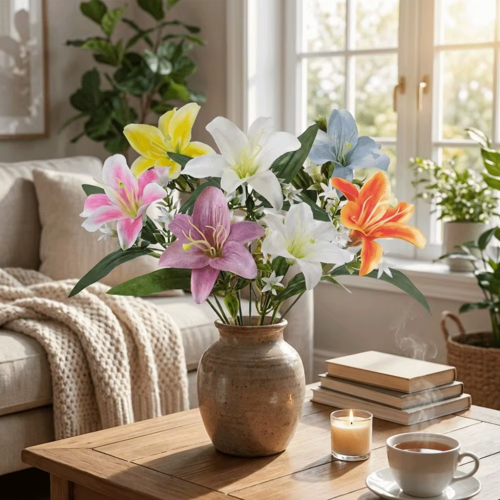 Branche de fleurs artificielles en plastique pour centre de table