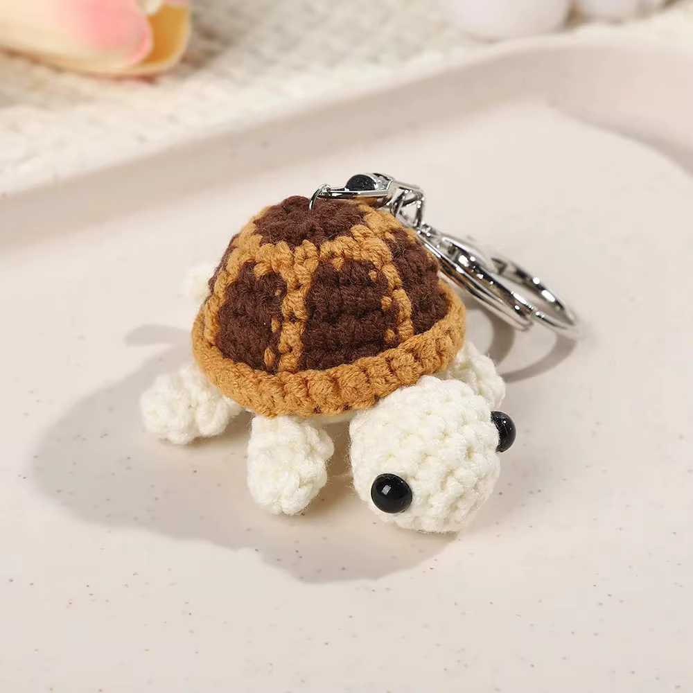 Adorable porte-clés tortue, jouet en peluche tortue Miniature au crochet fait à la main, accessoire d'ornement suspendu