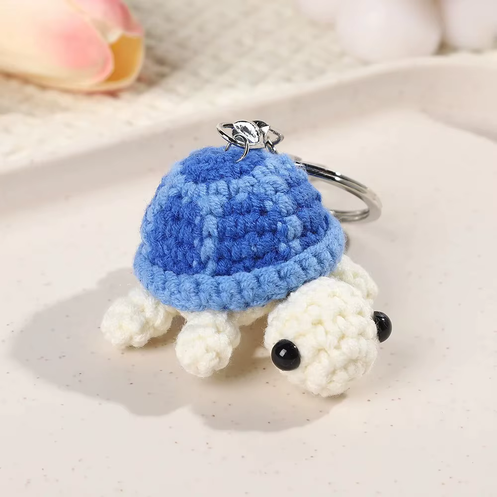 Adorable porte-clés tortue, jouet en peluche tortue Miniature au crochet fait à la main, accessoire d'ornement suspendu