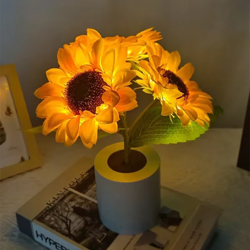 3 LED veilleuse Rechargeable tournesol lumières éclairage intérieur chambre chevet bureau décoration lampe de Table lampes de nuit