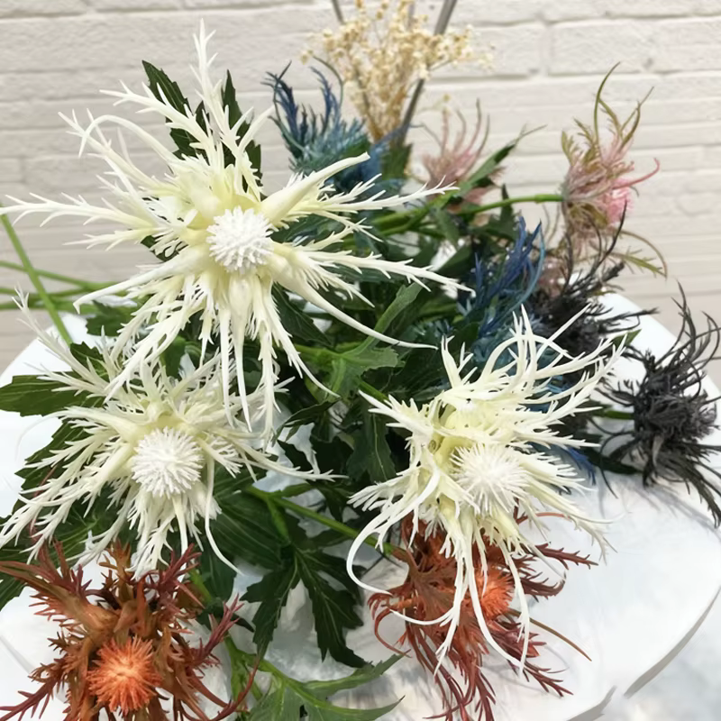 Fausse fleur de houx de mer artificielle de haute qualité