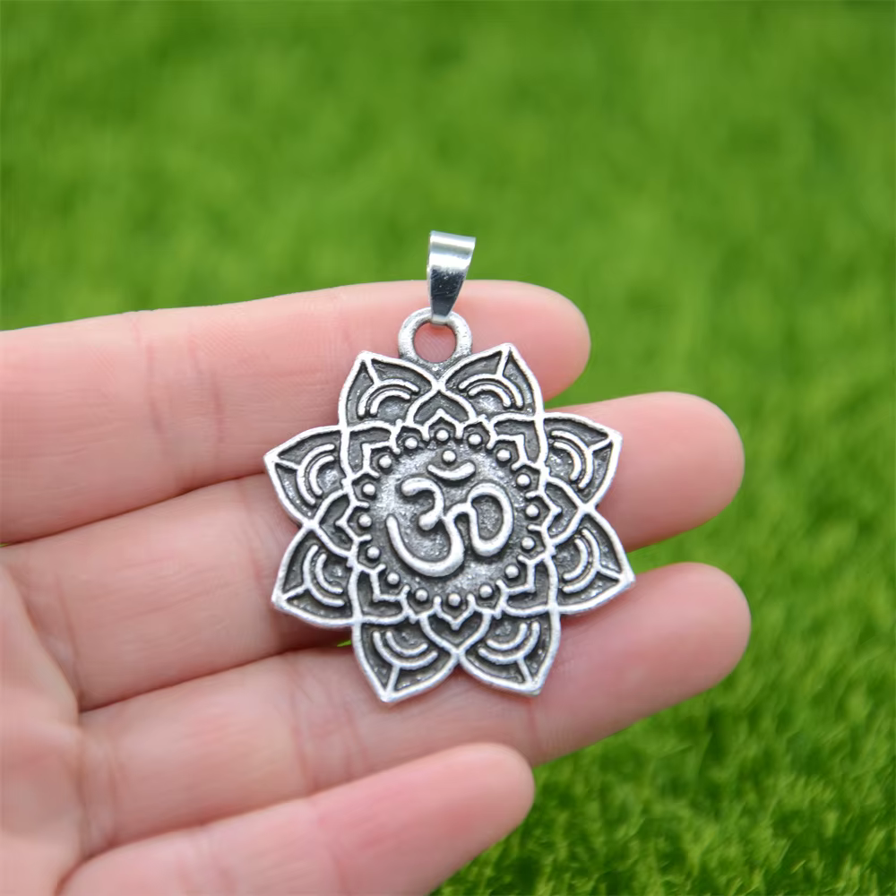 Om Yoga-Collier Pendentif Fleur Annie, Bijoux Religieux Indiens, Bouddha Mandala, Méditation Spirituelle