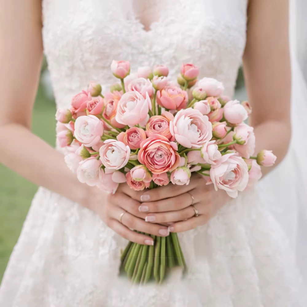 Fleurs artificielles en soie Lotus 6 pièces/lot Mini Ranunculus Bouquet