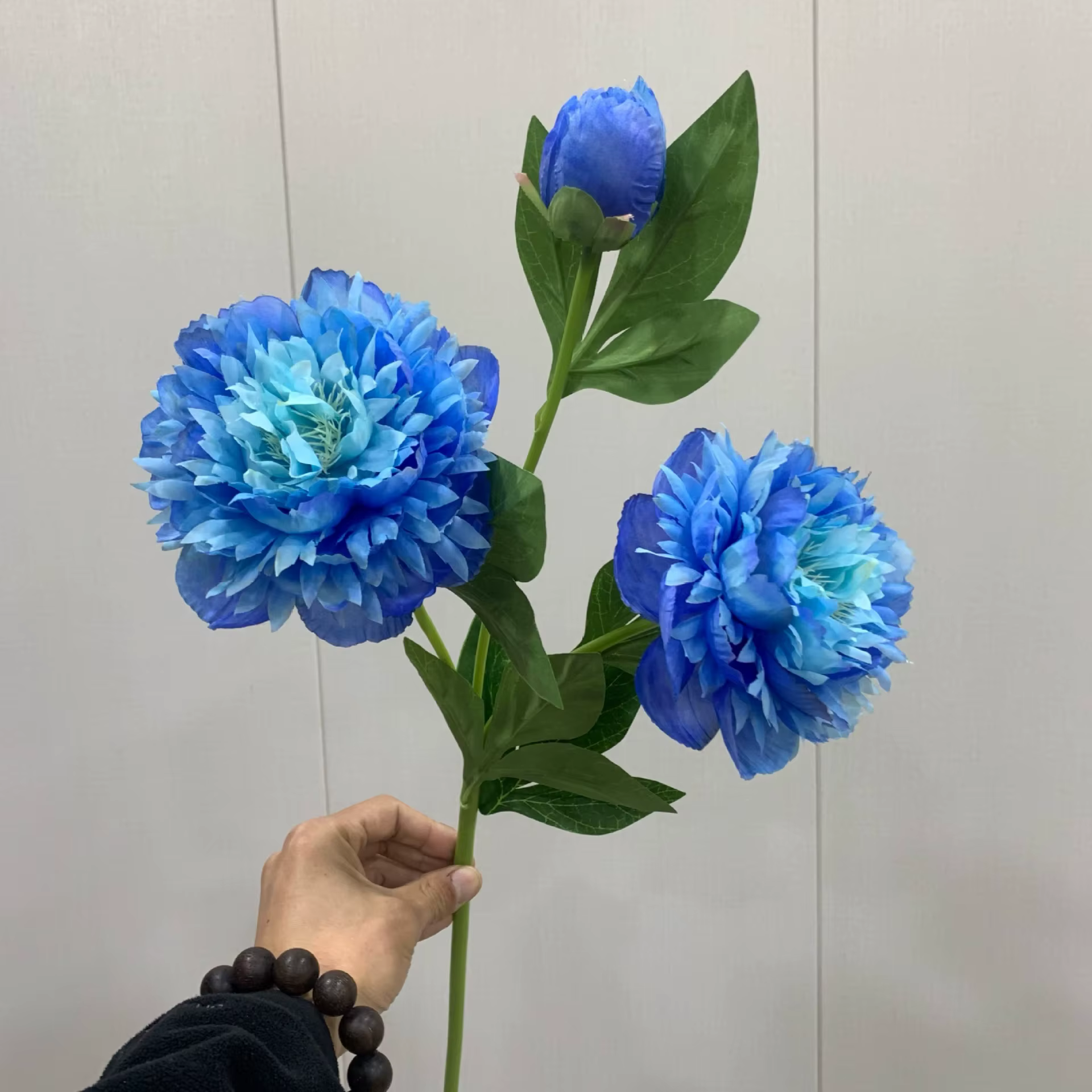 Réaliste 3 têtes pivoine longue branche fleurs artificielles en soie maison fête décoration de mariage flores chambre