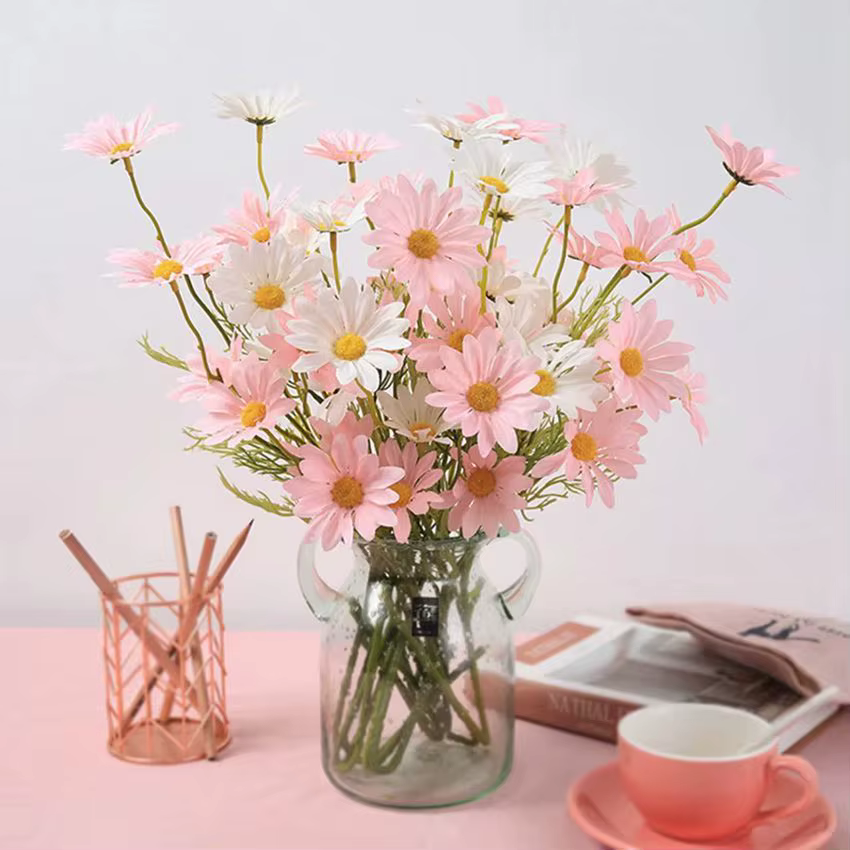 Fleurs artificielles soie Daisy pas cher Bouquet de mariée Festival Accueil mariage jardin Table Decorati bricolage cadeaux scène plante accessoires