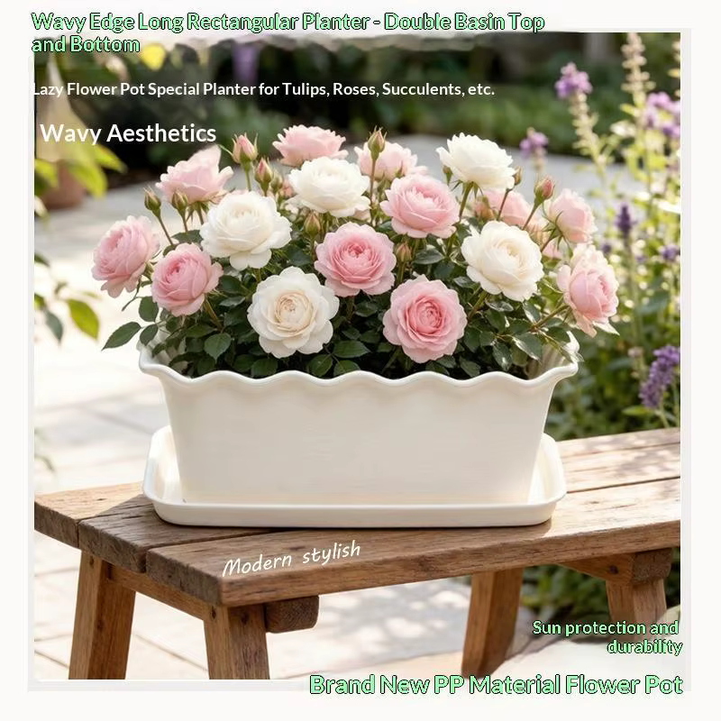 Soucoupe rectangulaire ondulée pour pot de fleurs