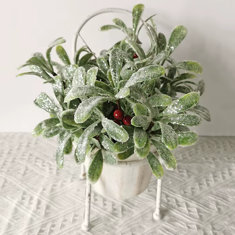 Fleurs Artificielles Givrées pour Décoration de Noël