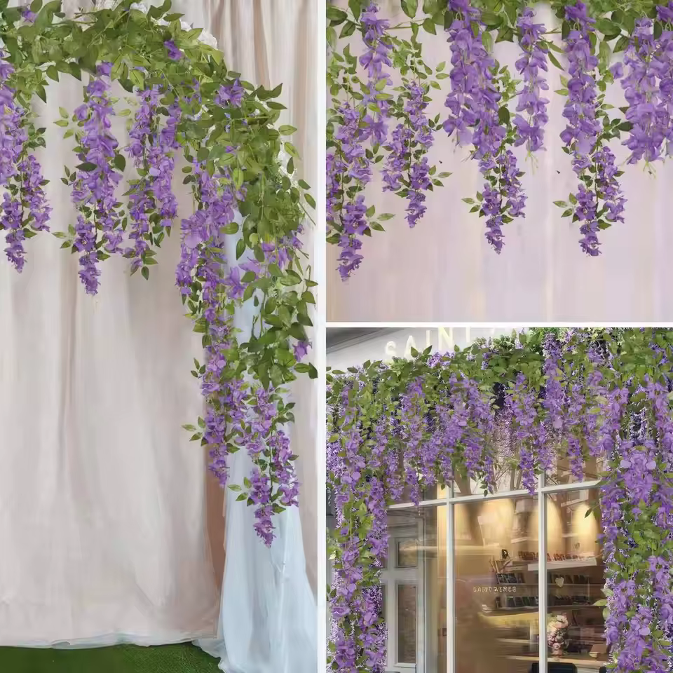 Guirlandes de fleurs suspendues de glycine artificielle