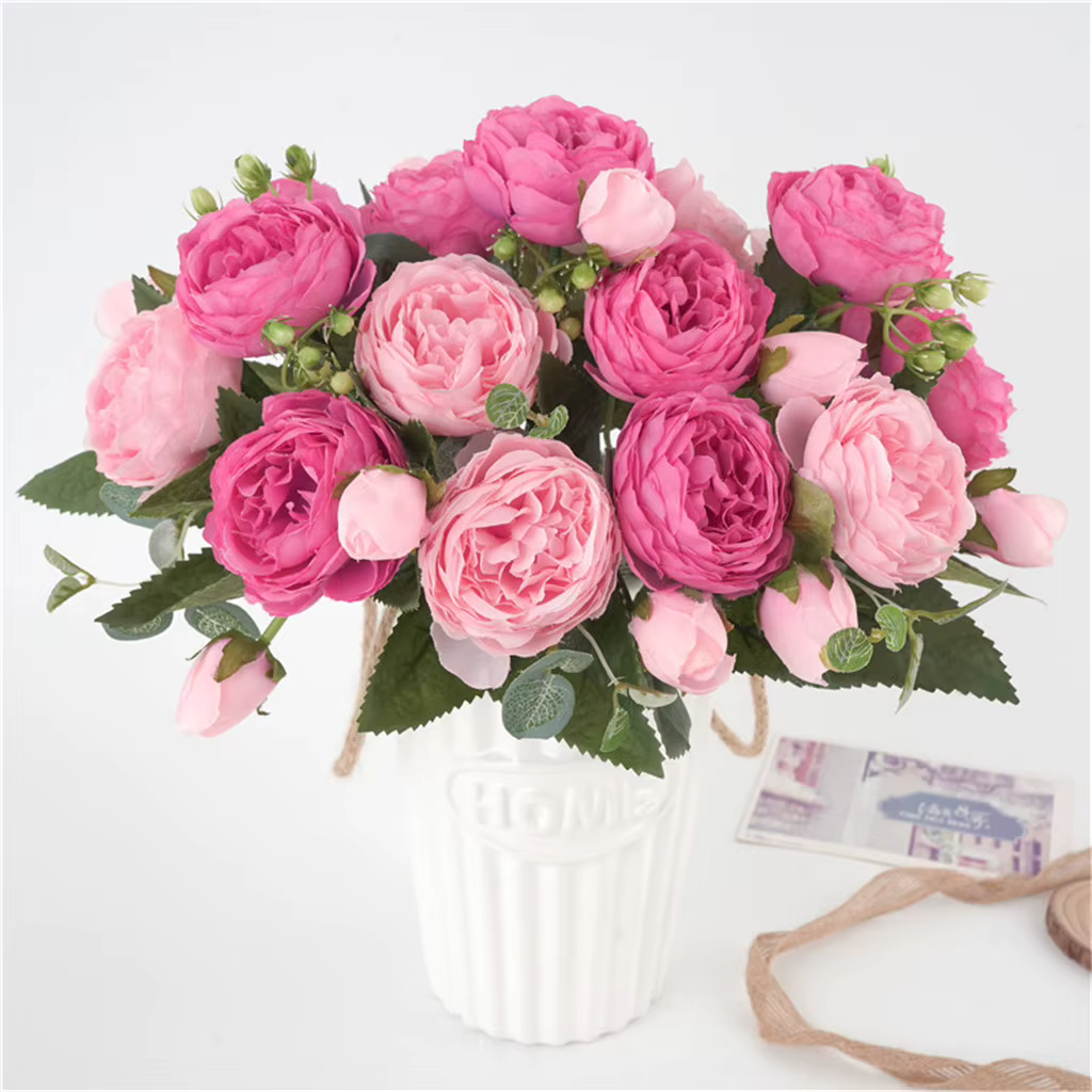 1 bouquet de fleurs pivoines en soie