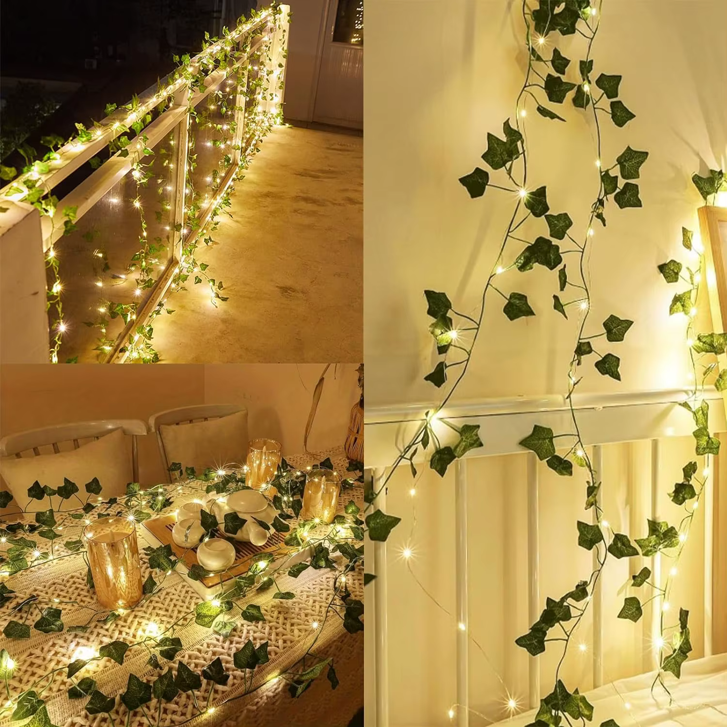 Guirlande lumineuse à feuilles vertes de 2M