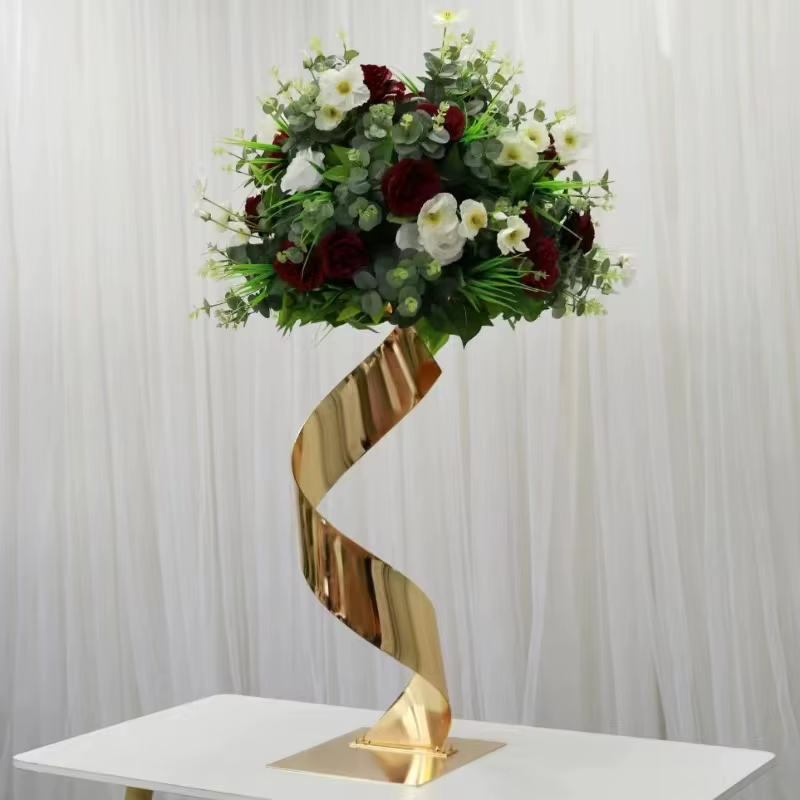 Support de fleurs doré pour centre de Table de mariage