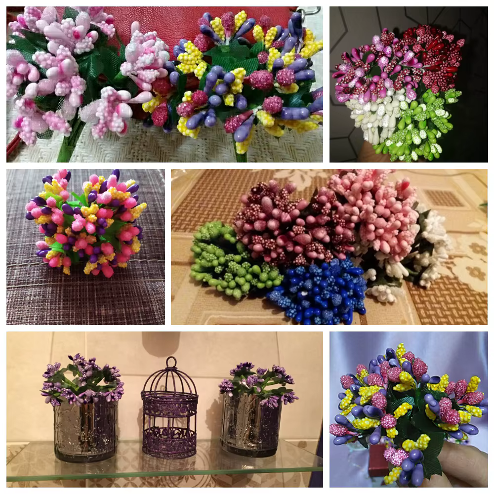12 ~ 144 pièces/lot fleur artificielle petites baies étamine fil tige/feuilles de matériel bricolage couronne mariage Scrapbooking boîte décoration