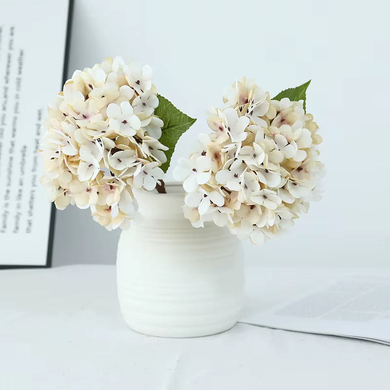 Fleurs artificielles soie peinture à l'huile hortensias européen rétro fausse fleur salon décoration Simulation bleu hortensia
