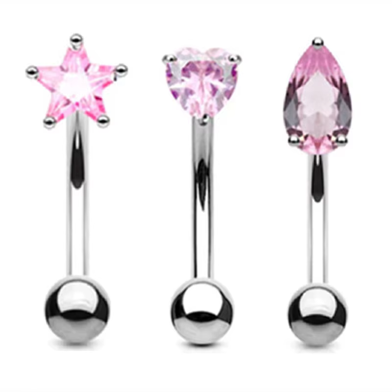 3 pièces fleur sourcil haltère Piercing ensemble Zircon incurvé haltères Piercing Pack coeur oreille Rook boucle d'oreille goujon barres sourcil anneau Lot