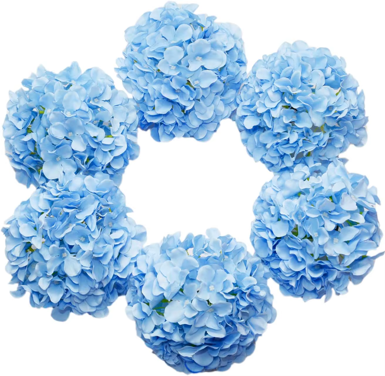 Lot de 6 têtes de fleurs d'hortensia en soie de 8.7 pouces