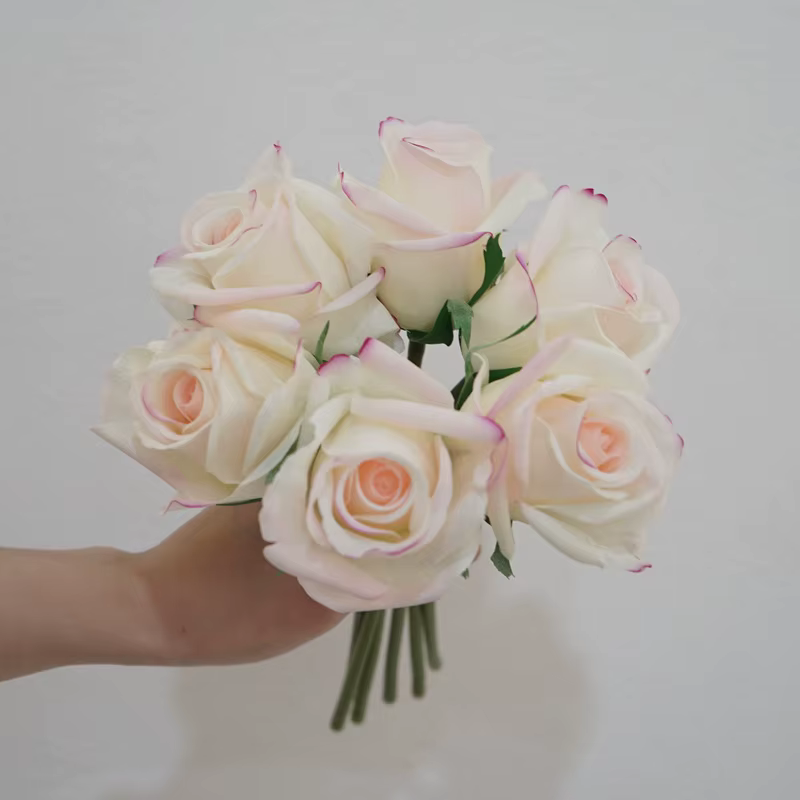 Bouquets de Poubelles Roses Artificielles au Toucher Réel