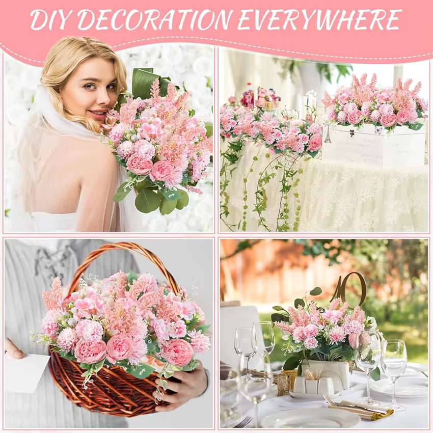 Fleurs artificielles brodées boules pivoines couronne de mariage maison chambre Table jardin extérieur décor