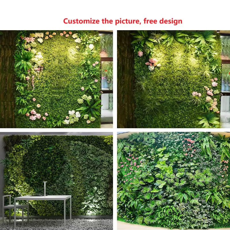 Décoration de hall feuilles de richesse artificielles plantes vertes de la Jungle murs bricolage mariage 40*60 cm mur de plante de Simulation en plastique