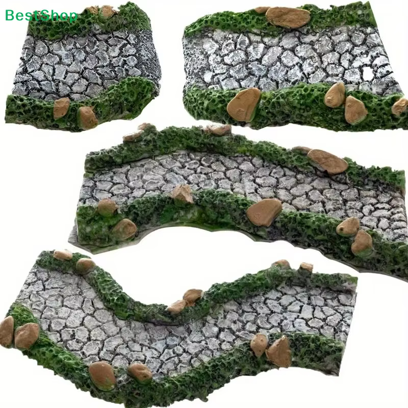 Ornements de jardin en pierre miniature - Allée en résine au design mousse et roche pour jardins féeriques